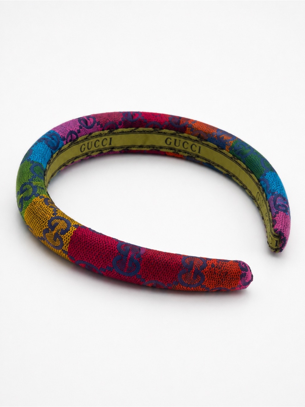 Upcycled Gucci Fabric rainbow l Padded Headband - one of a kind